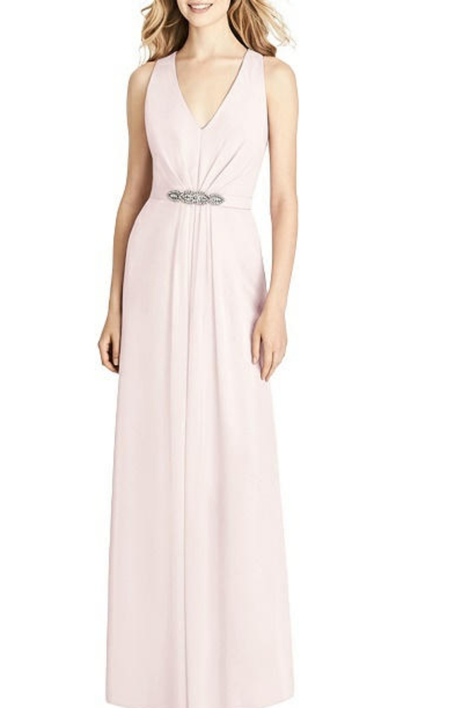 Jenny Packham Chiffon Vneck Beaded Belt Dress